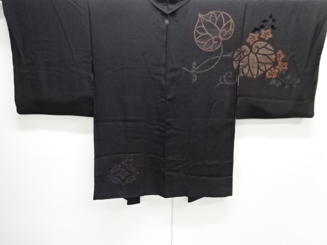 JAPANESE ANTIQUE HAORI / TAISHO ROMAN STYLE / URUSHI / CUT VELVET / WOVEN HOLLYHOCK